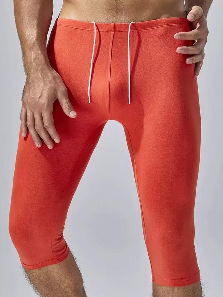 Men's Solid Color Tight Over-the-Knee Shorts