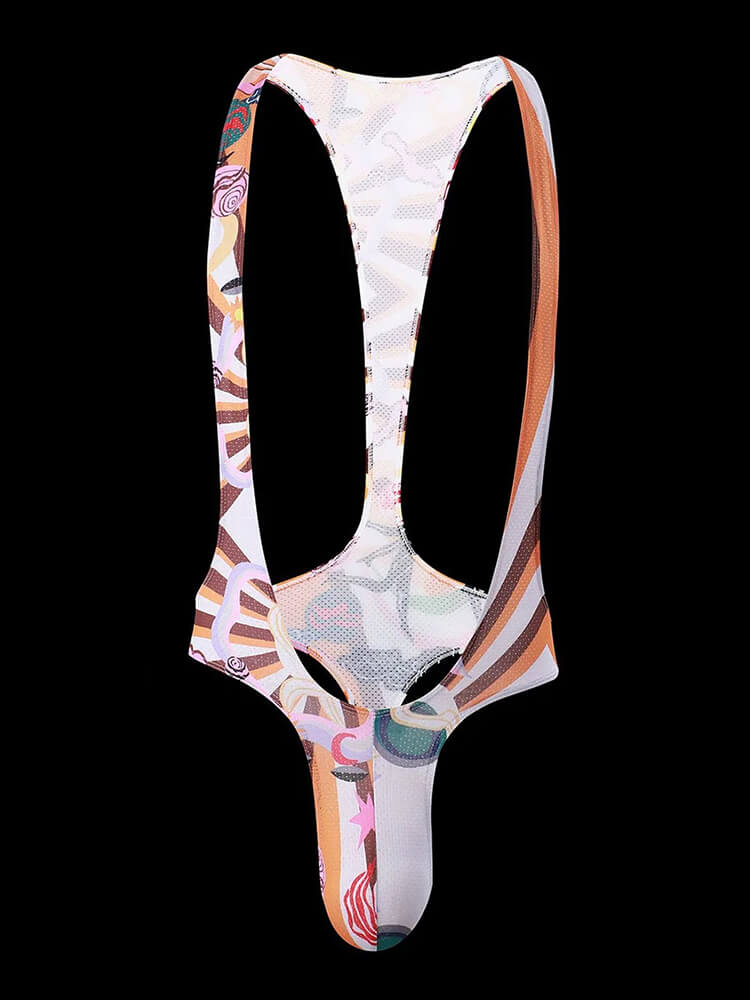 Men's Colorblock High Cut Thong Bodysuit