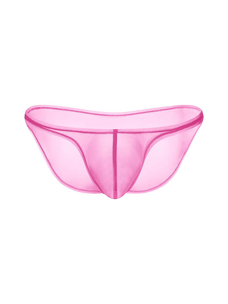 Men's Sheer Solid Color U-Pouch Thin Briefs