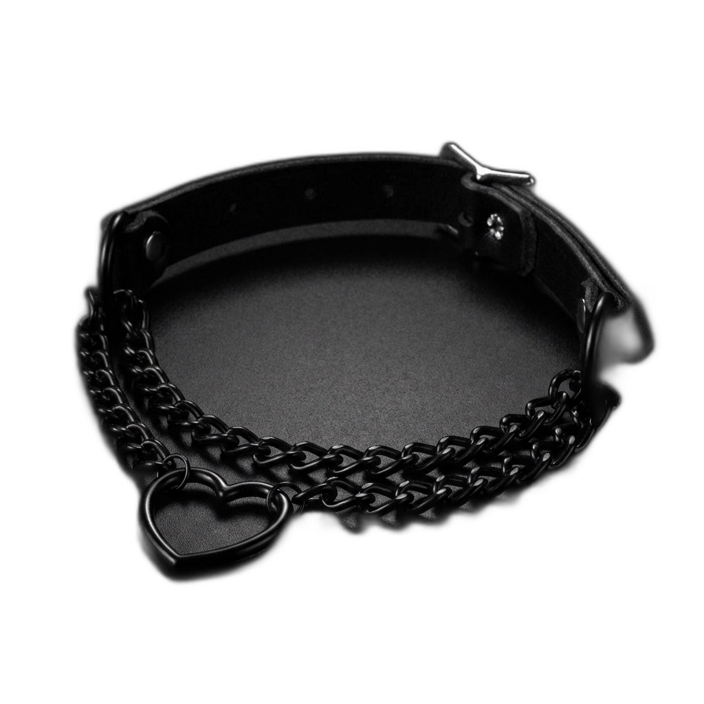 Heart Chain Leather Choker