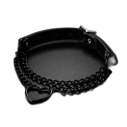 Heart Chain Leather Choker
