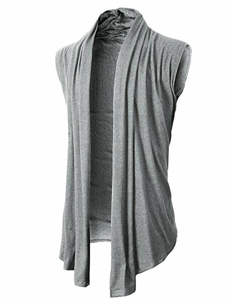 Men's Solid Color Sleeveless Knit Cardigan