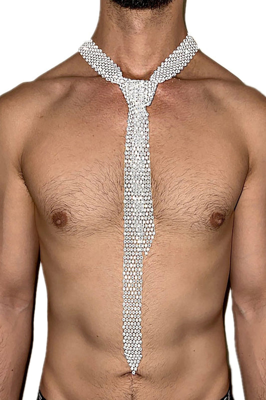 Sparkling Rhinestone Choker Adjustable Neck Tie