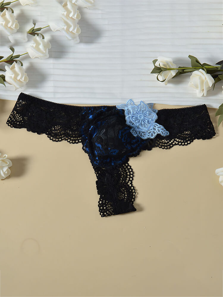 Men's Lace Trim Floral Sexy Seamless Thong