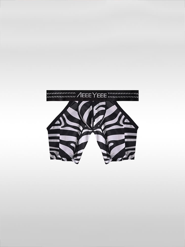 Men's Sexy Seamless Leopard Print Cutout Boxer Briefs