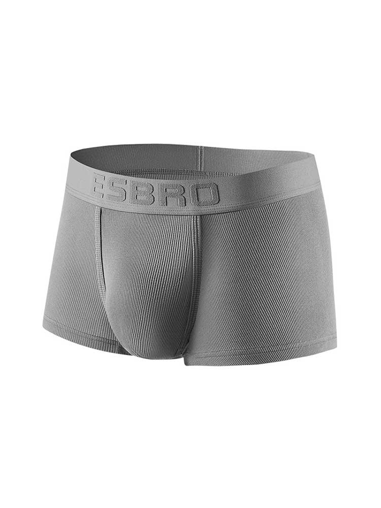 Men's Solid-Color Stretch Ribbed Athletic Boxer Briefs