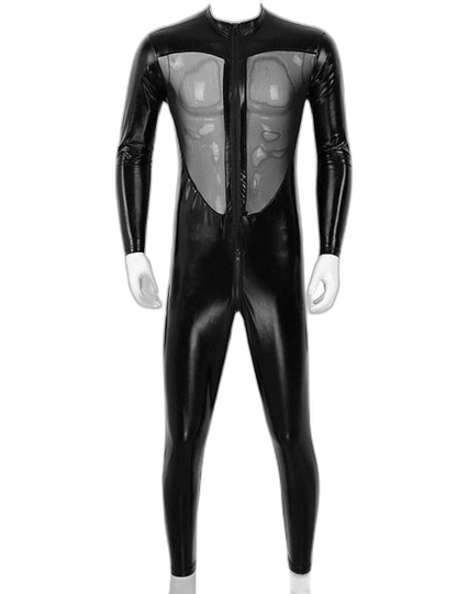 PVC Leather Mesh Kink Bodysuit