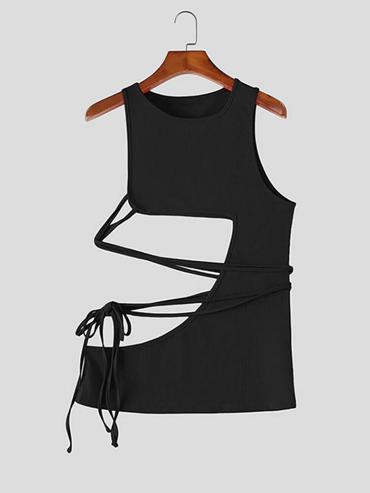 Men's Side Cutouts Slim-Fit Lace-Up Tank Top