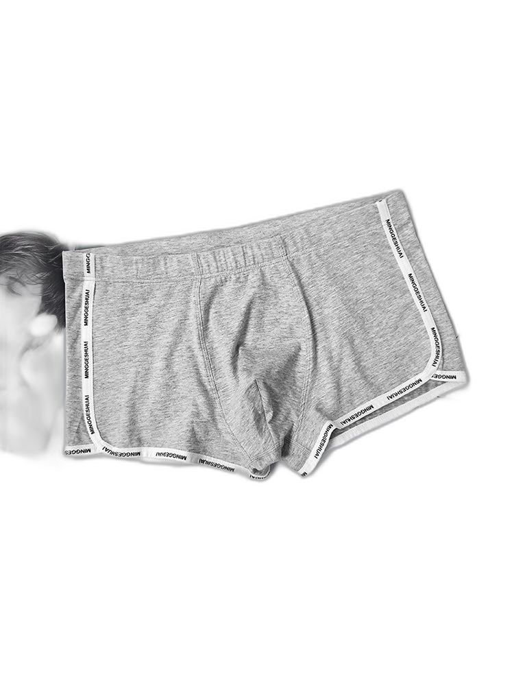 Men’s Letter Trim Applique Cotton Trunks