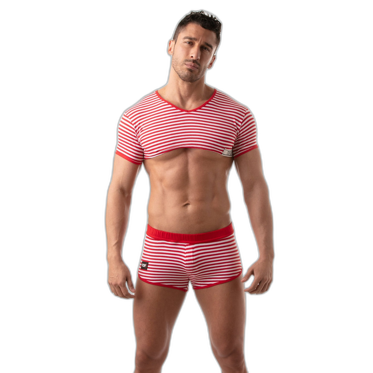TOF Paris Sailor Stripe Crop Top Red