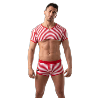 TOF Paris Sailor Stripe Crop Top Red