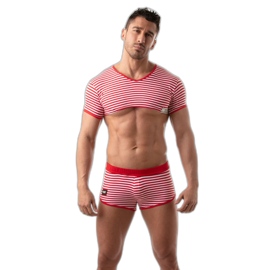 TOF Paris Sailor Stripe Crop Top Red