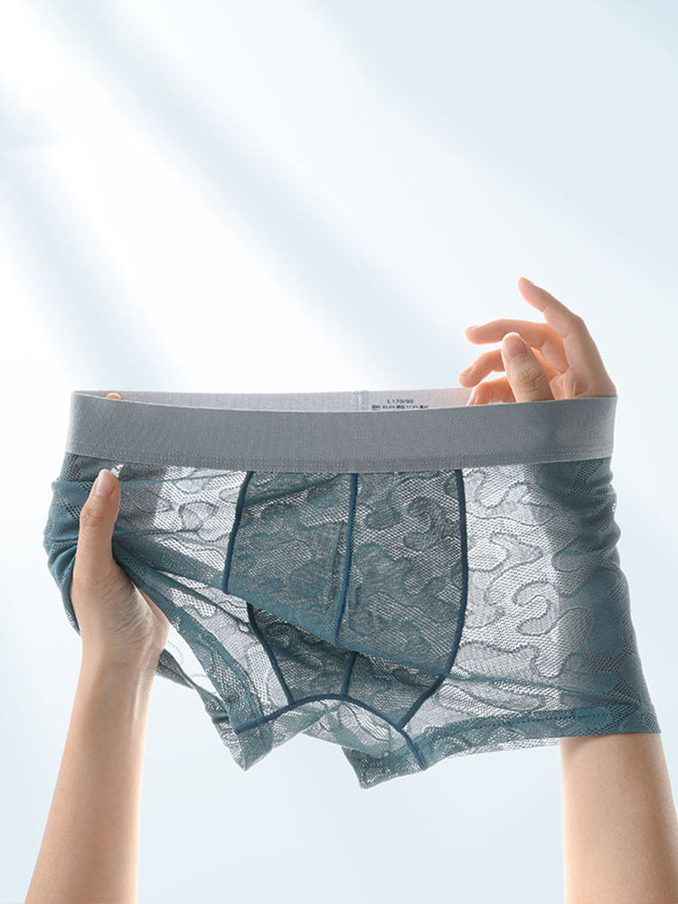 Men's Ice Silk Lace Thin Seamless Trunks