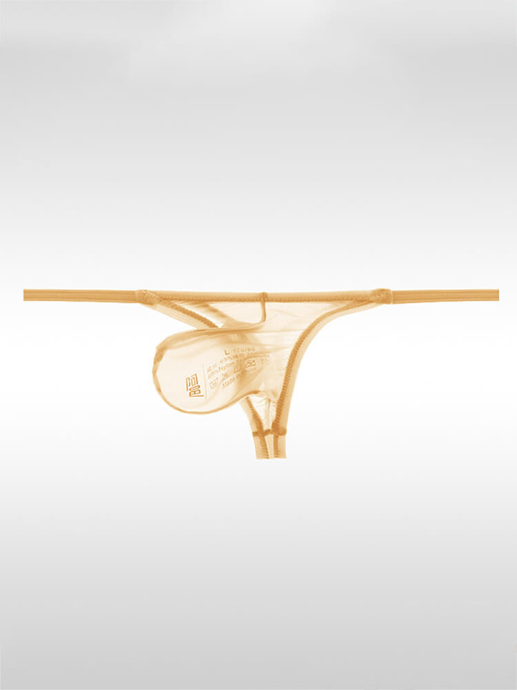 Men's Sexy Sheer U-Bulge Pouch Ice Silk Thong