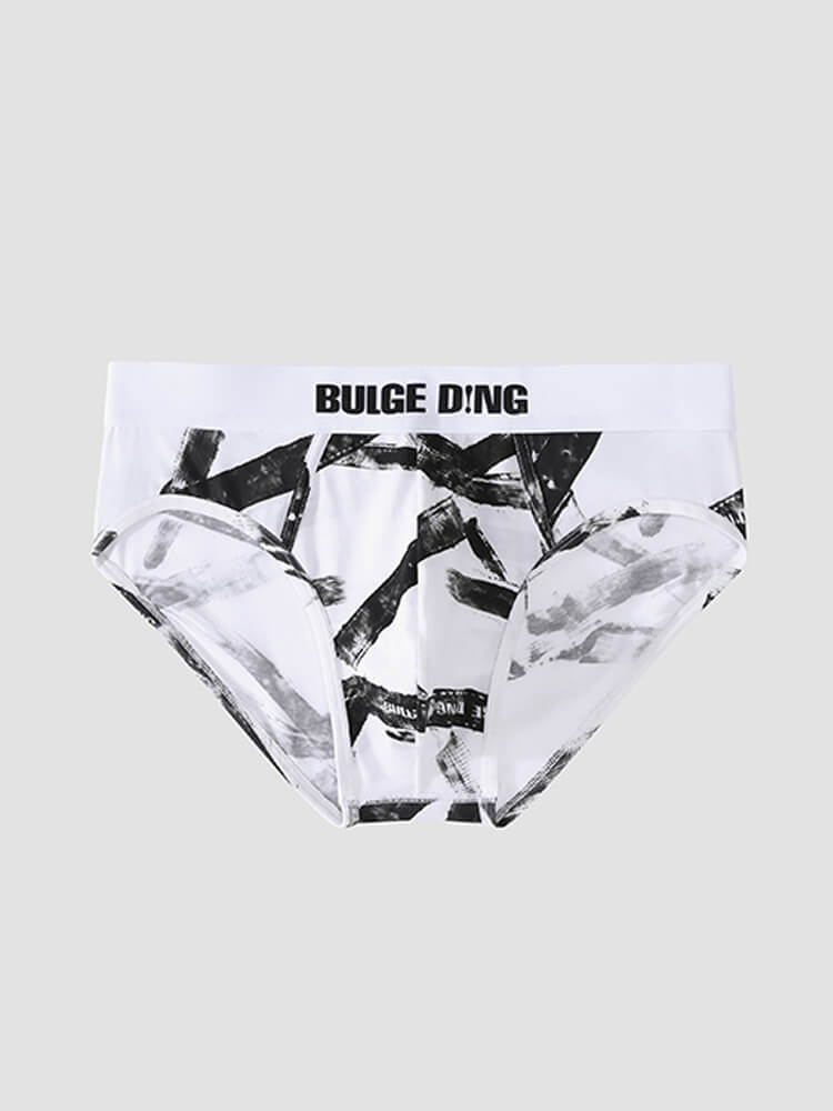 Men's Trace Belt Printed Colorblock Elastic Briefs