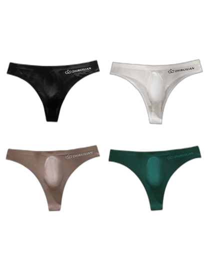4-pack Men's Sexy Solid Color Letter Seamless Thong