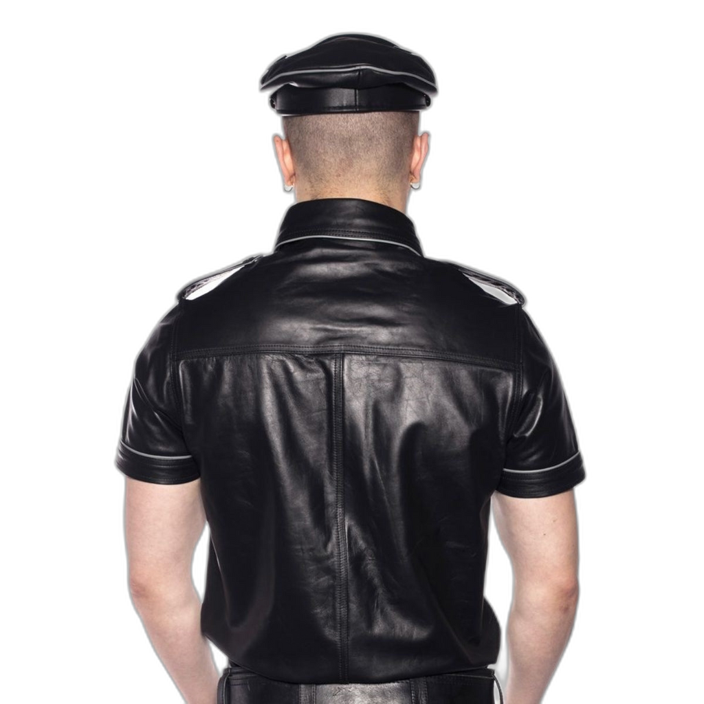 Prowler RED Leather Police Shirt Black Grey XS