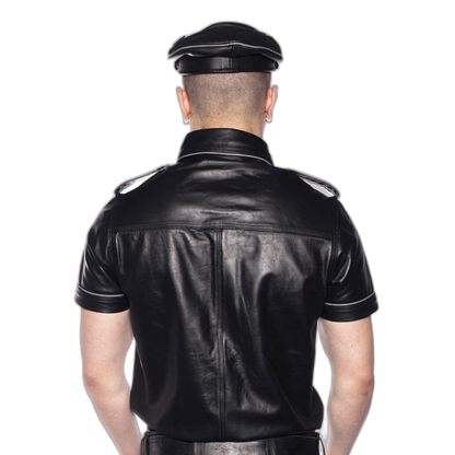 Prowler RED Leather Police Shirt Black Grey XS