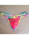 Men's Sexy Sheer Rainbow Trim Seamless Thong