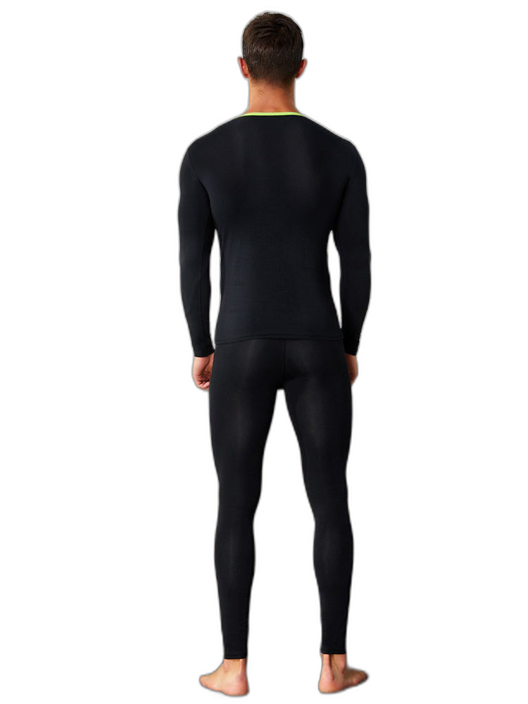 Men's Splicing Lines Cotton Thermal Underwear Set