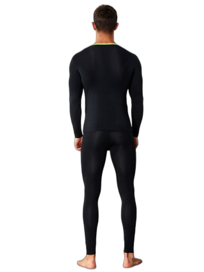 Men's Splicing Lines Cotton Thermal Underwear Set