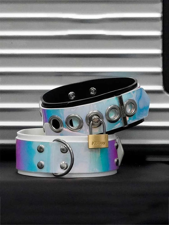 Unisex Iridescent Silicone Lock Choker Collar
