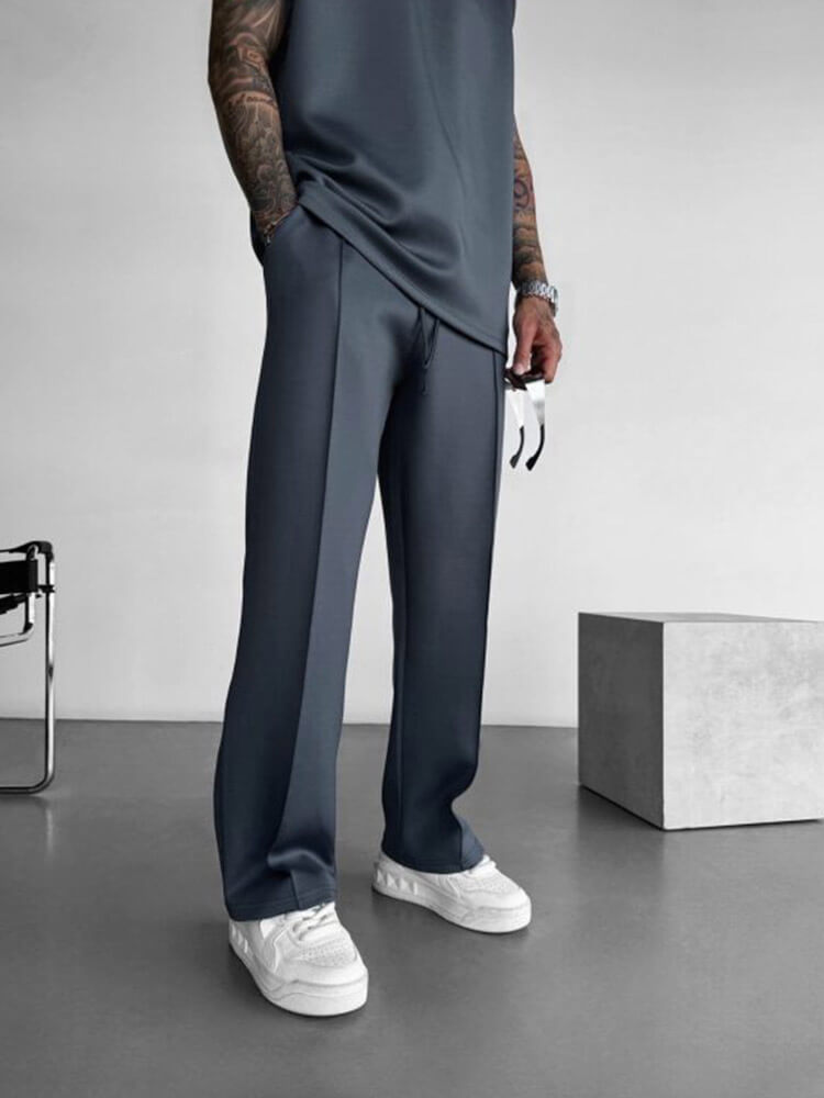 Men's Casual Solid Color Knitted Straight Pants