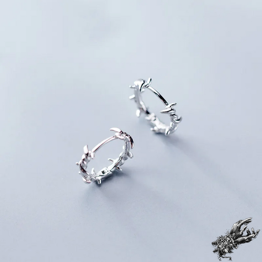 Sterling Silver Barbed Wire Hoop Earrings