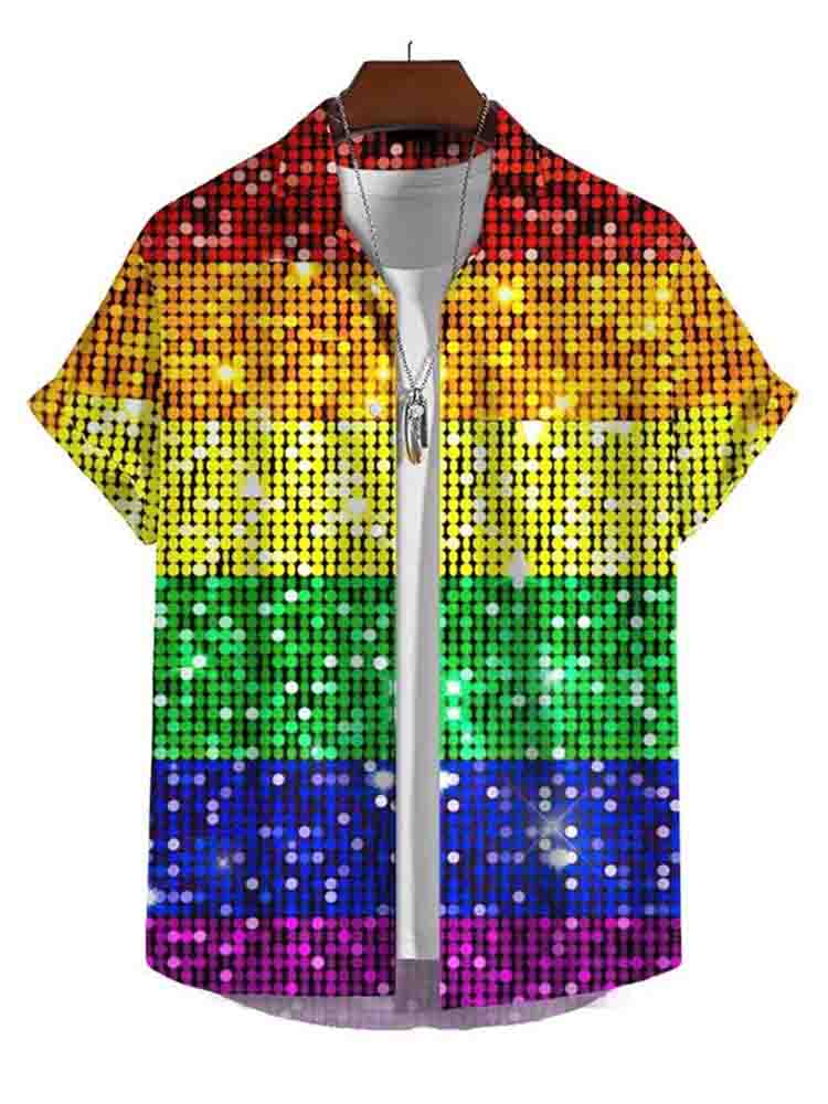 Men's Rainbow Pride Print Short Sleeve Shirt
