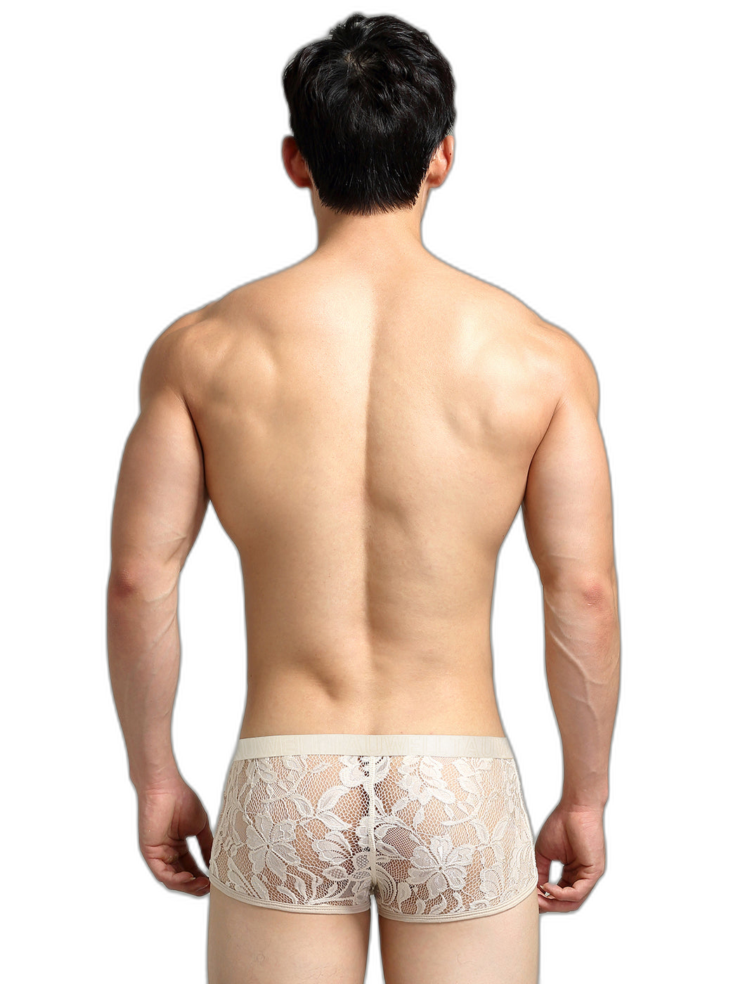 Men's Sexy Lace Semi-Sheer Trunks