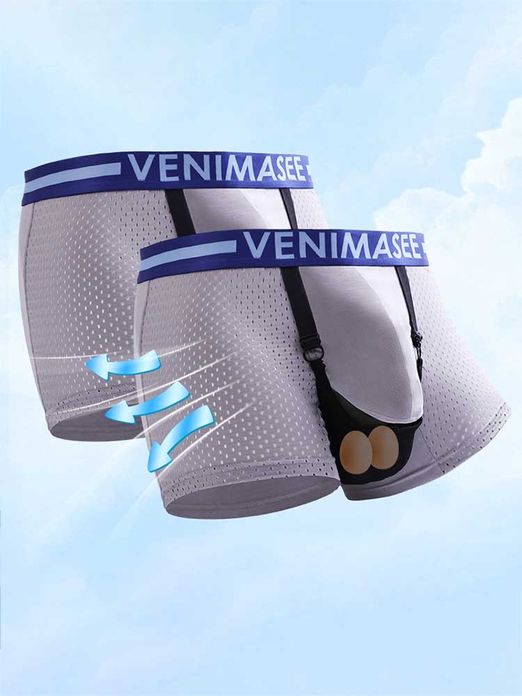 Men's Adjustable Scrotal Support Mesh Boxer Briefs