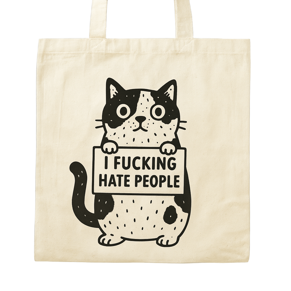 I Fucking hate people (CAT) | Tote Bag | White