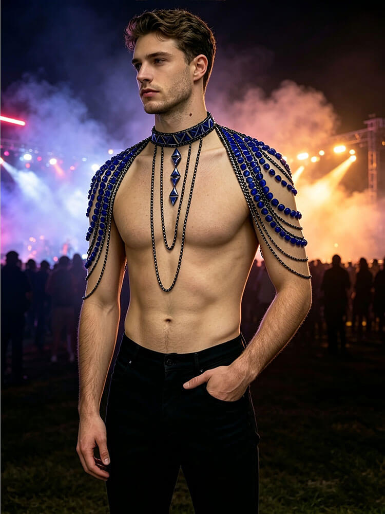 Men's Tassel Shoulder Chain Party Top