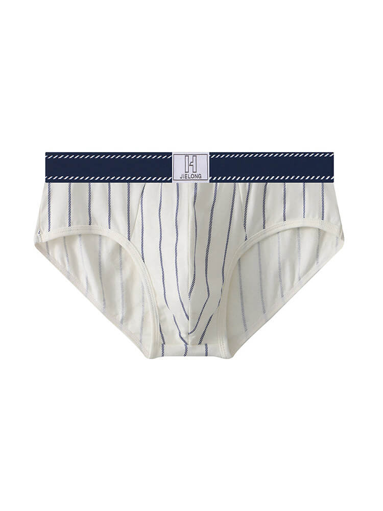Men's Vertical Stripe Breathable Cotton Briefs