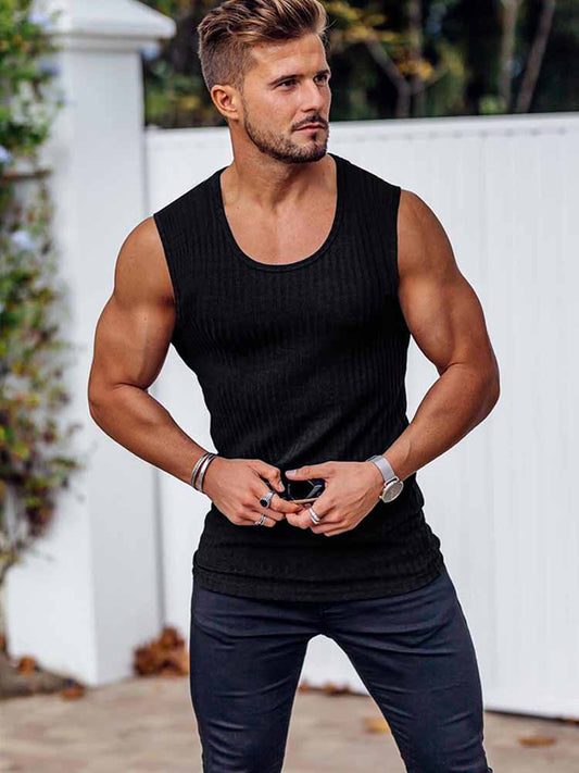 Summer Knitted Sleeveless Wide Shoulder Tank Tops