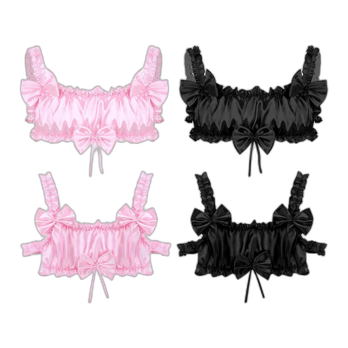 Androgynous Ruffled Satin Crop Top Lingerie