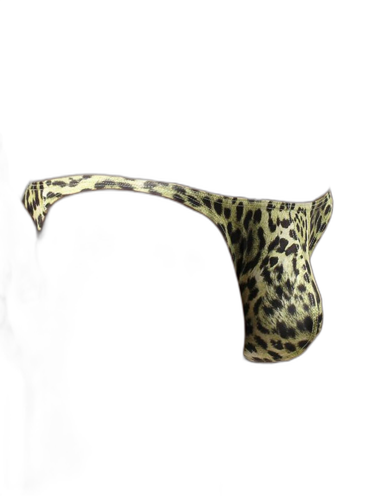 4 Pack Men's U-Convex Leopard Print Nylon Bikini