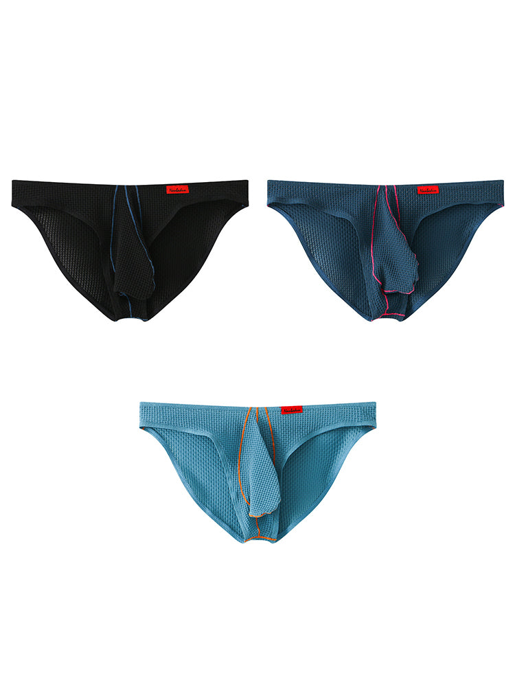 3 Pack Men's Ice Silk High-Elastic Breathable Briefs for Sports
