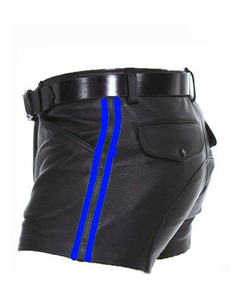 Multicolor Striped Leather Shorts