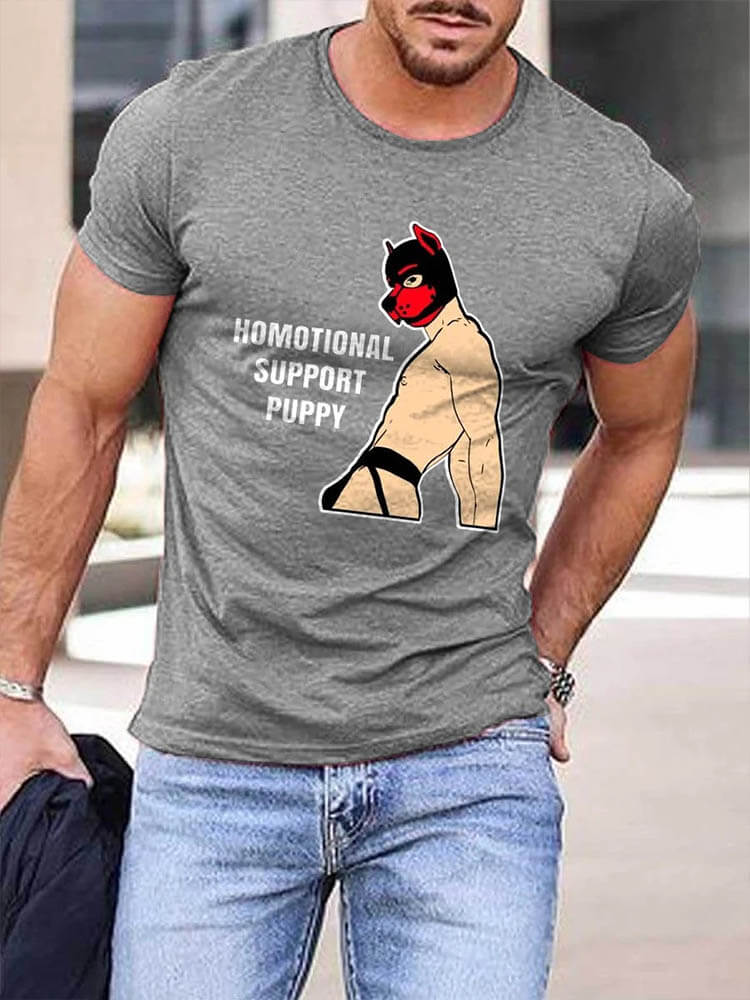 Men's LGBT Homotional Support Puppy Print T-Shirt