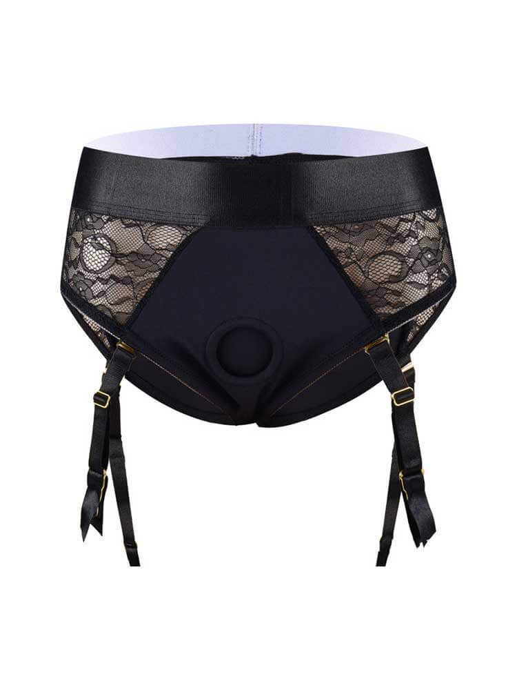 Men's Sexy Open-Crotch Lace Wide-band Breathable Briefs