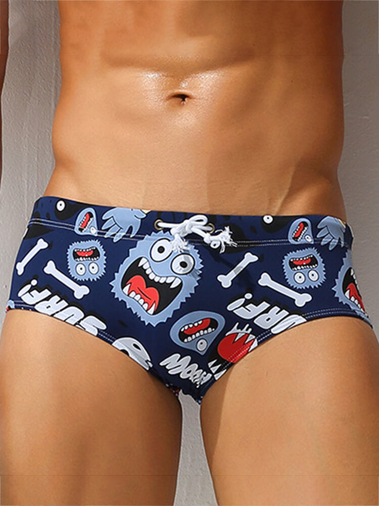 Men's Sexy Cartoon Flag-Print Swim Trunks