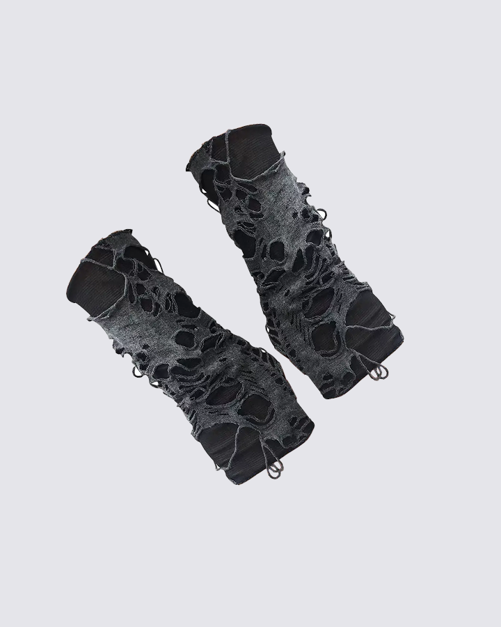 Gothic Ripped Fingerless Gloves