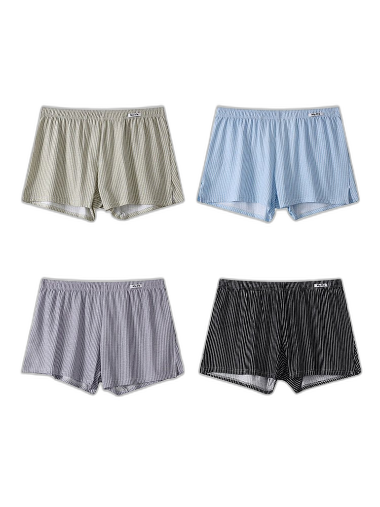 4 Pack Men's Pure Cotton Loose-Fit Antibacterial Home Sleep Boxer Shorts