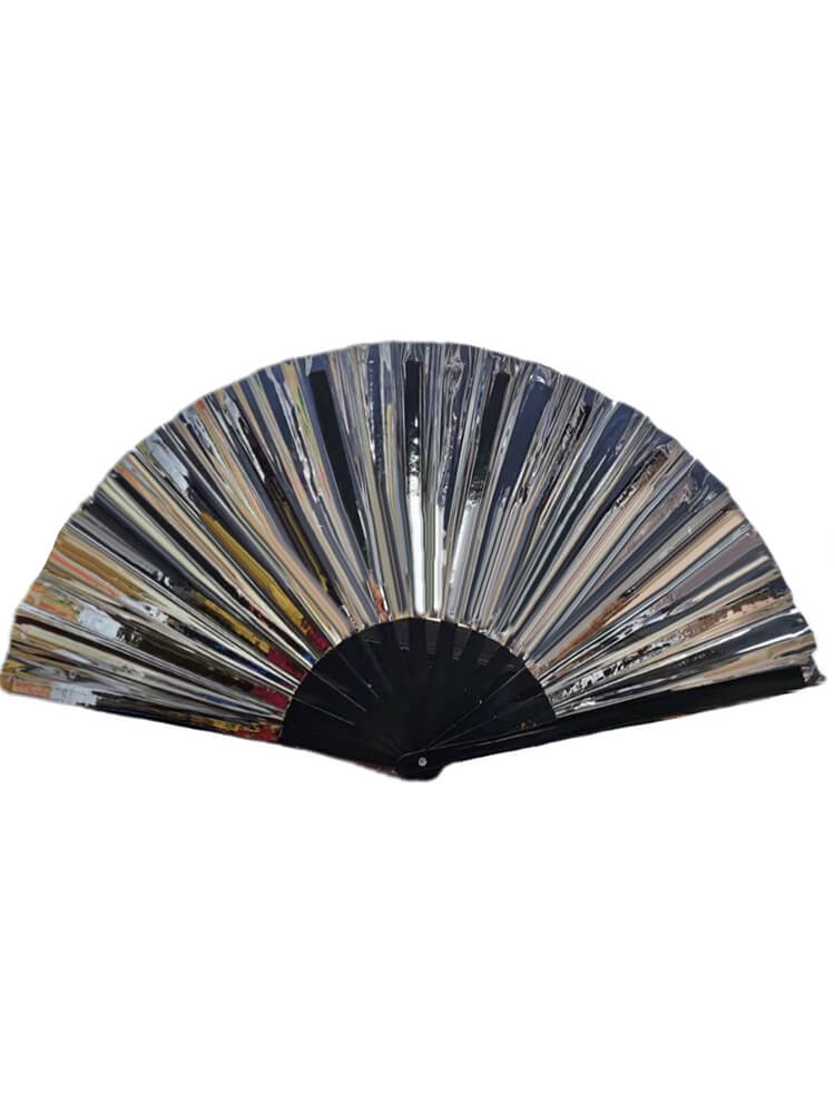 Metallic Performance Rave Laser UV Folding Fan