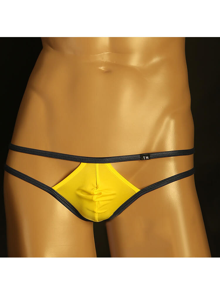 Men's Double Thin Strap Pouch Colorblock Briefs