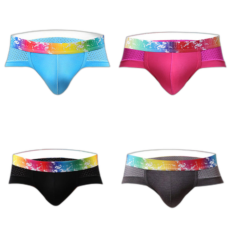 4 Pack Breathable Modal Colored Belt Briefs-rainbow pride underwear