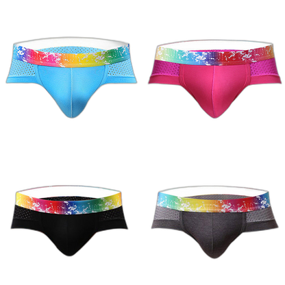 4 Pack Breathable Modal Colored Belt Briefs-rainbow pride underwear