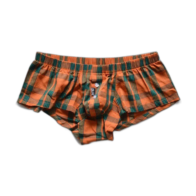 D.M. Low Rise Sexy Plaid Home Boxer Briefs