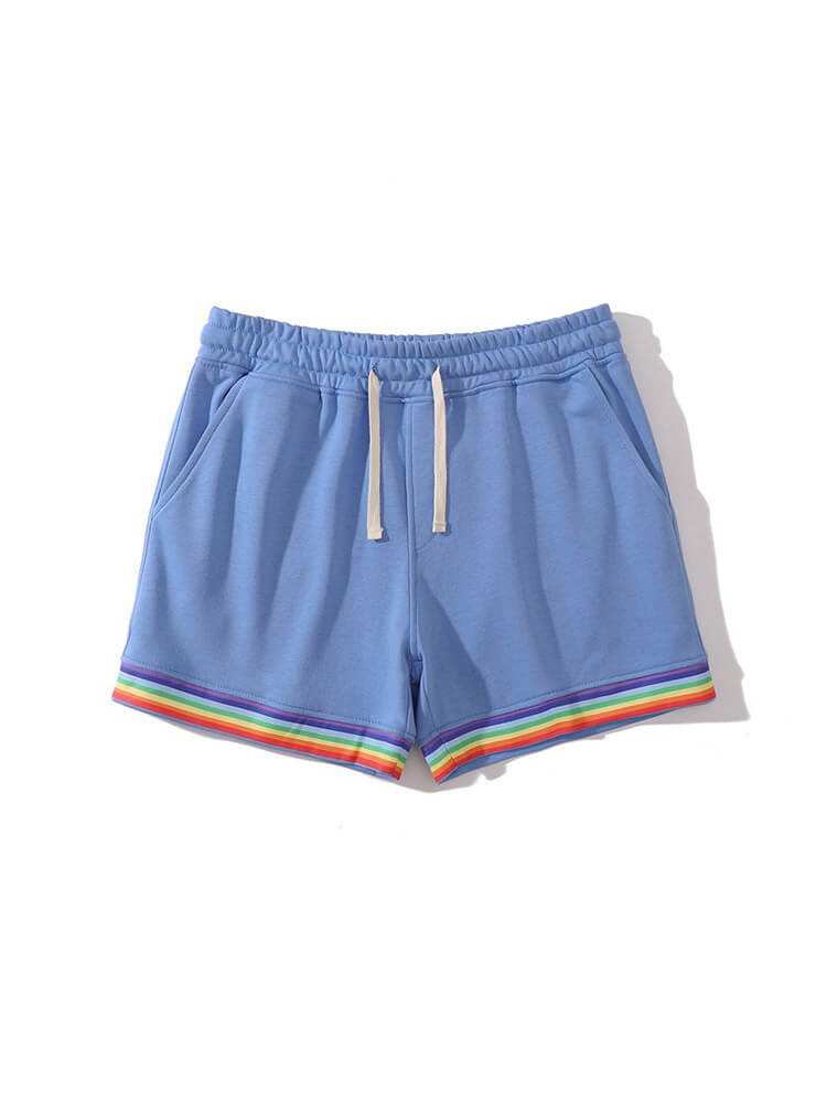 Men's Casual Solid Color Rainbow Hem Cotton Shorts